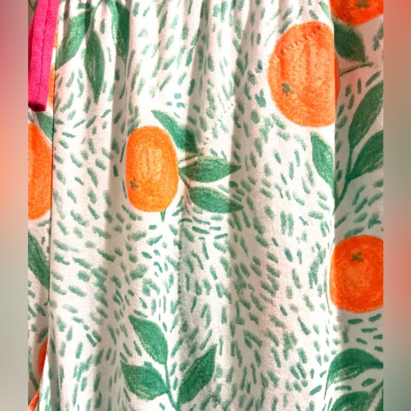 Orange Print Pajama Top with Matching Pants & Green Stripes - Picture 4 of 7